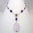 DKC ~ Lavender Quartz Drop Necklace with Amethyst, Fluorite & Bali Beads